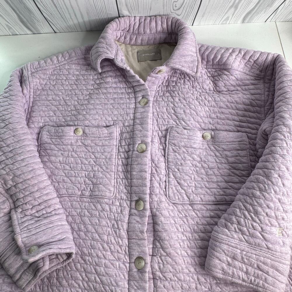 Everlane Organic Cotton Quilted  Jacket Heather Orchid XL Pockets Button Spring